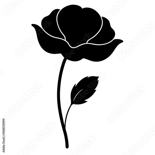 Poppy flower silhouette vector illustration 