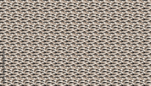 Closeup detail of beige knitted camouflage fabric pattern texture background. Vector illustration.