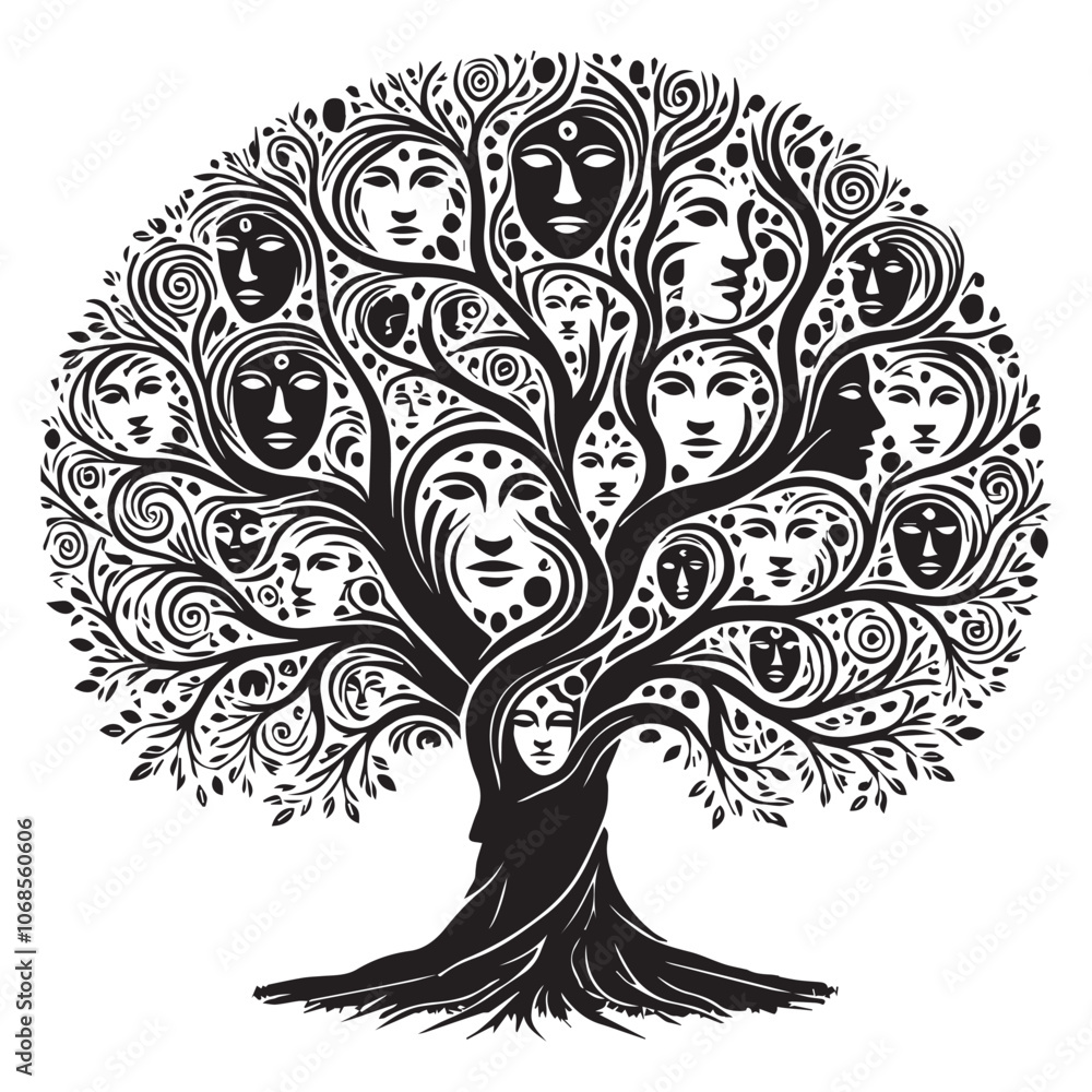 Obraz premium Elegant Celtic Tree of Life Silhouette Clipart - Tree Logo illustration Vector
