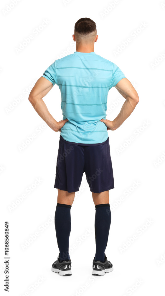 Fototapeta premium Football player on white background, back view