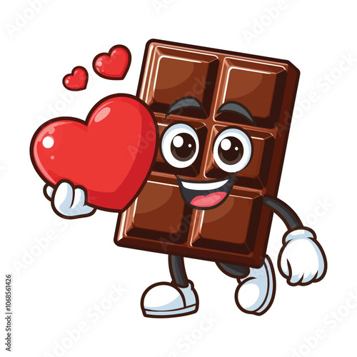 Happy Chocolate Heart Cartoon Character Clipart Illustration Love Romance Valentines Day vector illustration  isolated on white background