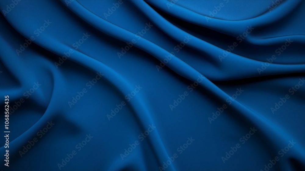 Fototapeta premium Rich Blue Fabric with Flowing, Elegant Drapery for Background and Textile Design