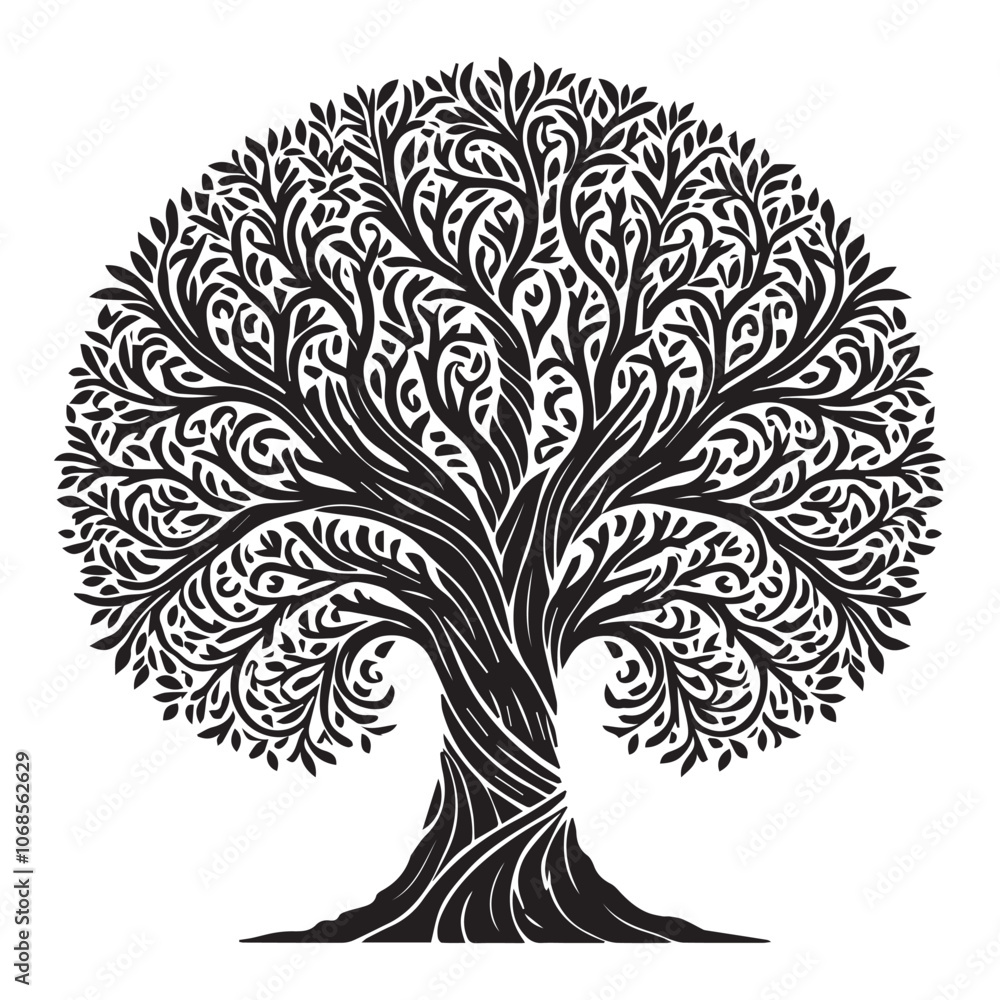 Obraz premium Elegant Celtic Tree of Life Silhouette Clipart - Tree Logo illustration Vector 