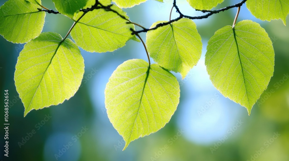 Fresh Green Leaves with Natural Light Background Fresh Green Leaves with Natural Light Background