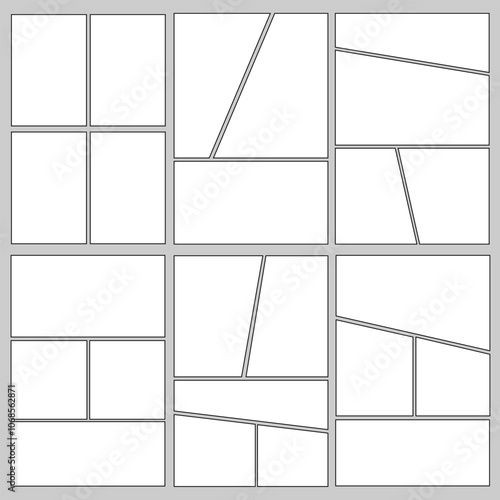 Set of comic panel layout template 