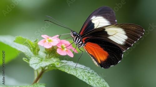 Vibrant Butterfly on Pink Blooming Flower