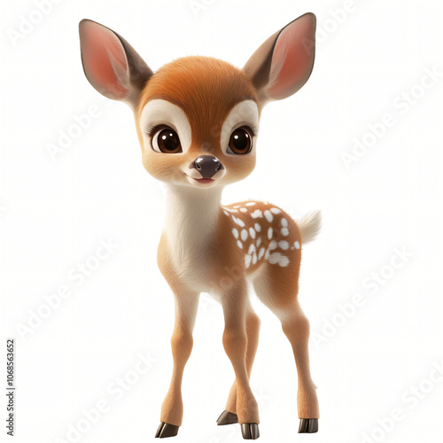 Cute deer standing on White Background