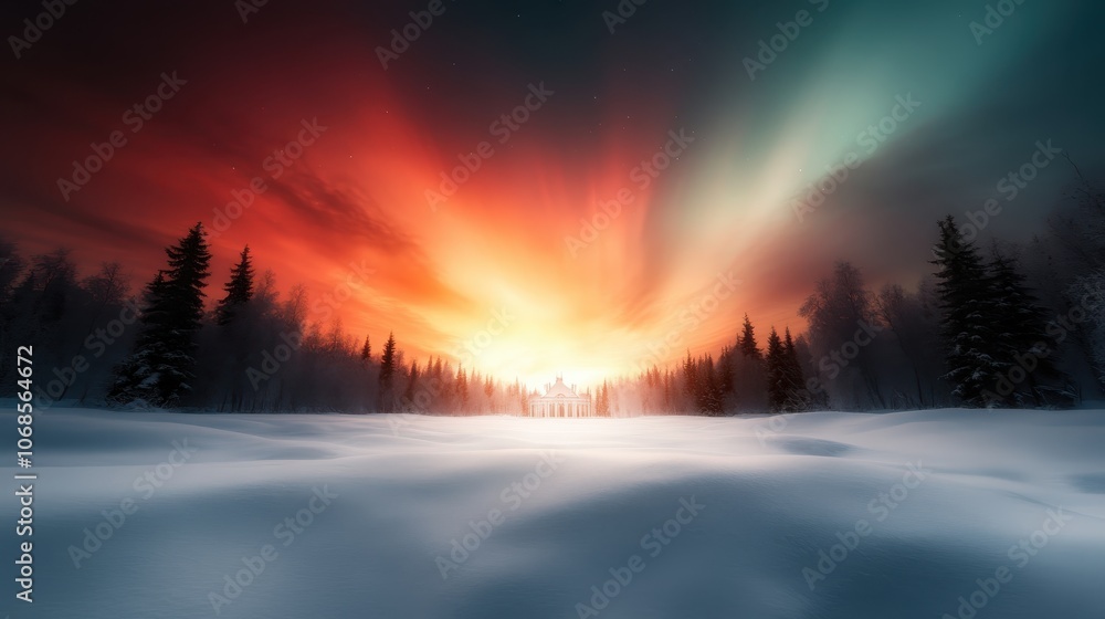 A captivating sunrise with vivid colors illuminating a snowy landscape, where frosted trees stand gracefully, creating a breathtaking winter wonderland view. A captivating sunrise with vivid colors illuminating a snowy landscape, where frosted trees stand gracefully, creating a breathtaking winter wonderland view.