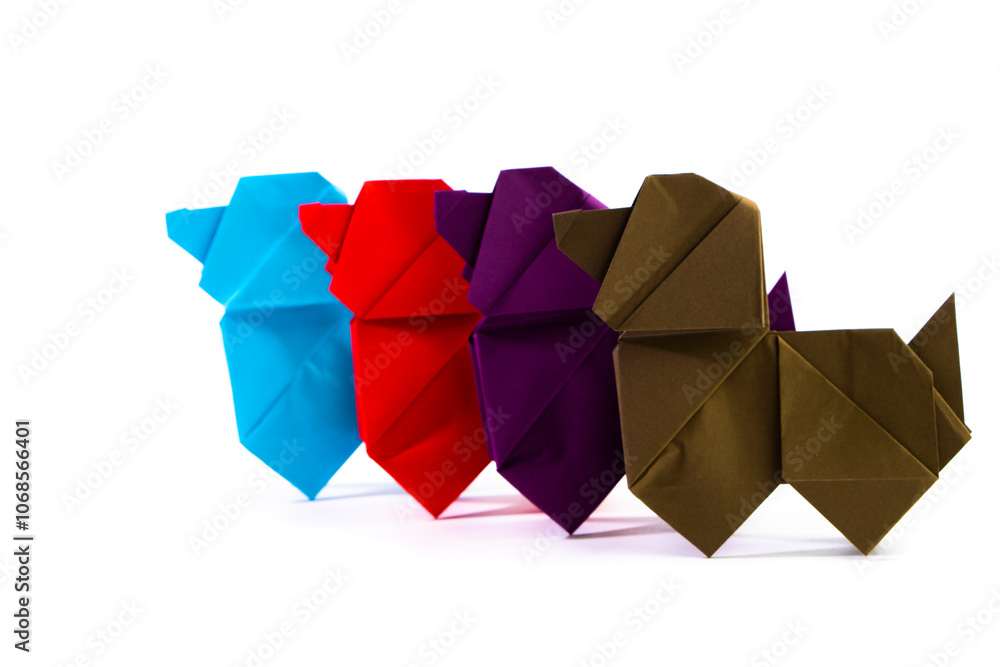 Paper dog on white background. Origami dog. Nature concept Paper dog on white background. Origami dog. Nature concept
