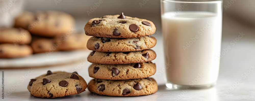 Photo Freshly Baked Chocolate Chip Cookies and Milk Photo Freshly Baked Chocolate Chip Cookies and Milk