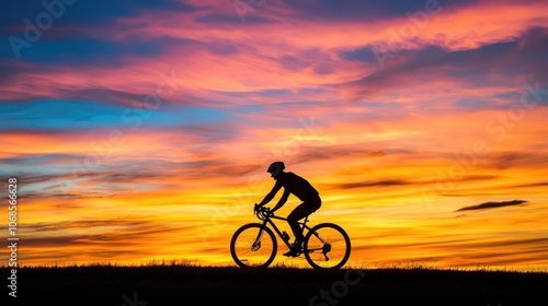 Wallpaper Mural Silhouette of Cyclist at Sunset in Vibrant Colors Torontodigital.ca