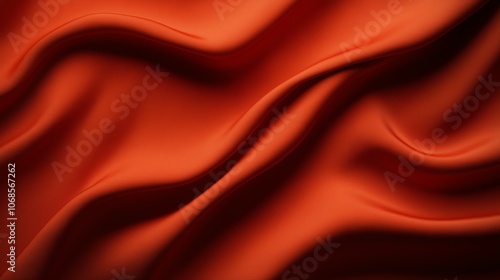 Rich Red Fabric with Flowing Folds and Luxurious Texture in Close-Up