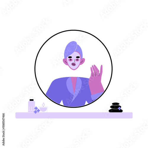 Female Makeup Artist Applying Cosmetic Products In Flat Vector Illustration Symbolizing Beauty, Self Care, And Fashion, Isolated On White Background