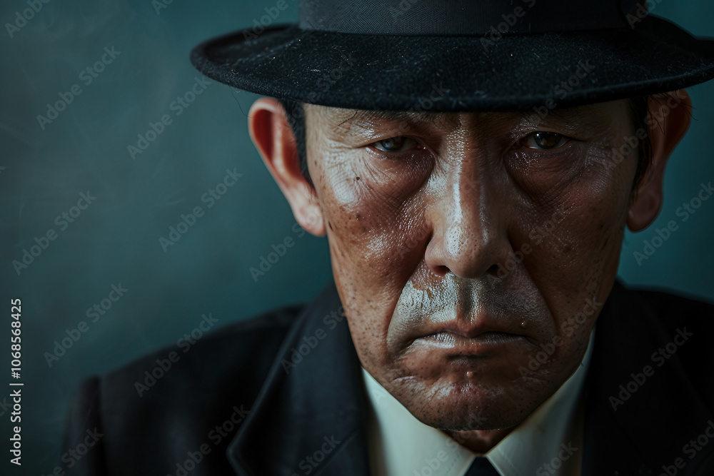 Generative AI Portrait of Man in Retro Detective Style, Noir Film Character Look Generative AI Portrait of Man in Retro Detective Style, Noir Film Character Look