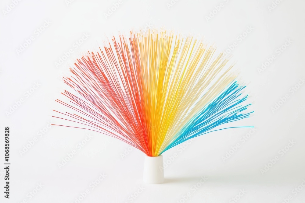 a mini Christmas tree with fiber optic lights, modern holiday decoration, vibrant colors, isolated on white background a mini Christmas tree with fiber optic lights, modern holiday decoration, vibrant colors, isolated on white background