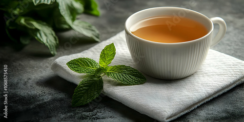 Photo - Soothing Mint Tea Cup, Herbal Infusion, Aromatic Beverage