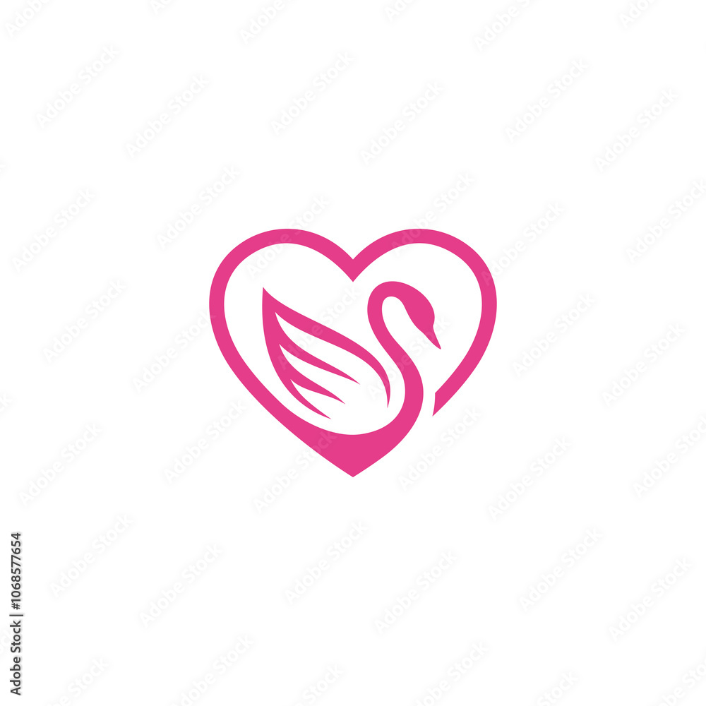 Swan Heart Logo design vector template Swan Heart Logo design vector template