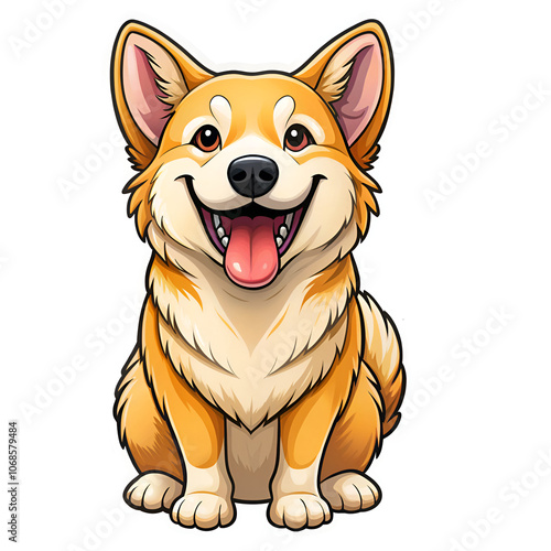 Playful Corgi Cartoon Sticker, happy dog sticker