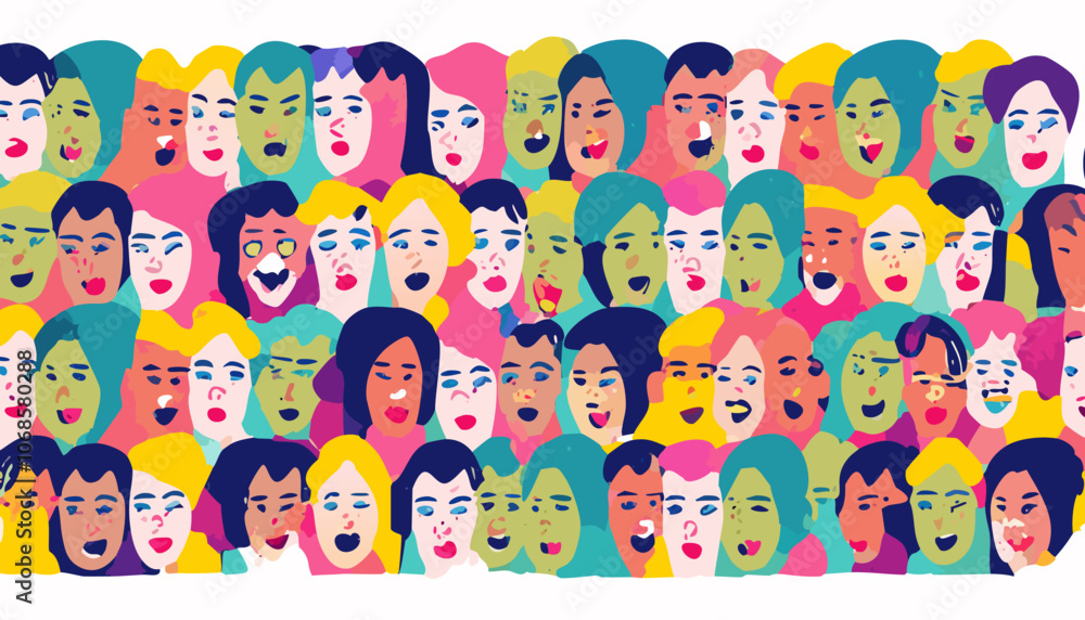 Seamless pattern of people with different facial expressions. Vector illustration Seamless pattern of people with different facial expressions. Vector illustration