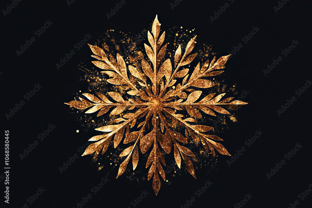 Golden Elegance: A Beautiful Glittering Snowflake Design for the Festive Season