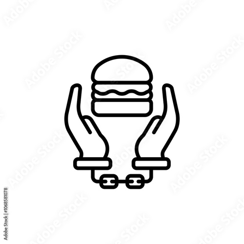 Fast food addiction outline icons, minimalist vector illustration ,simple transparent graphic element .Isolated on white background