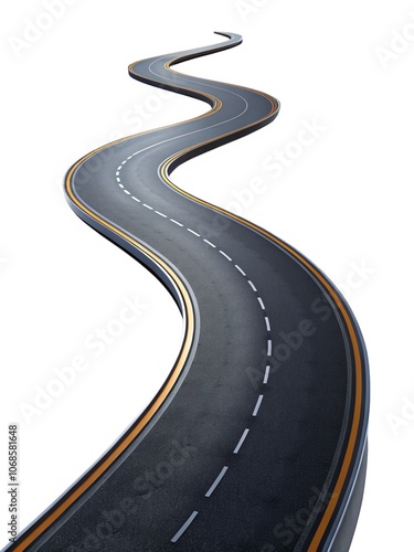 3d rendered curved road 