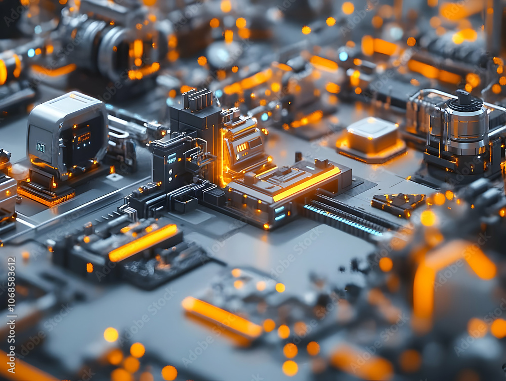 3D Illustration Futuristic Technology Circuit Board 3D Illustration Futuristic Technology Circuit Board