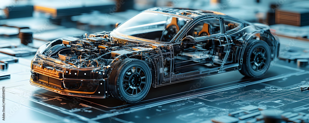 3D Illustration- Car Design Blueprint, Automotive Engineering 3D Illustration- Car Design Blueprint, Automotive Engineering