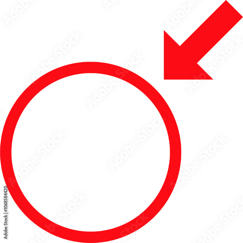 Red circle with arrow. 
