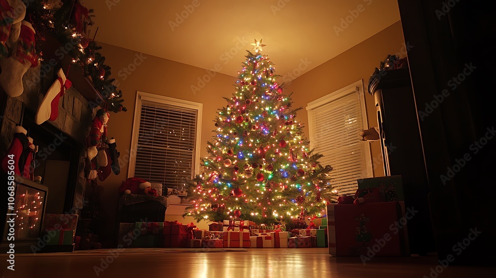 beautiful Christmas tree in a room. beautiful Christmas tree in a room.