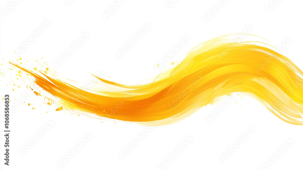 Fototapeta premium A vibrant yellow brush stroke on a white background