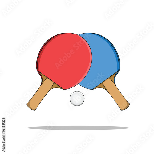 Ping-Pong Racket And Ball Illustration