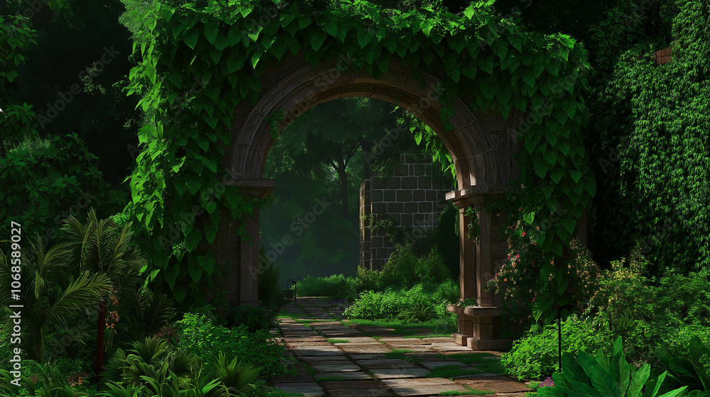 Old Stone Archway Covered in Ivy Old Stone Archway Covered in Ivy
