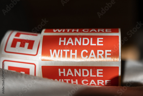 Fragile Handle With Care Sticker rolls photo