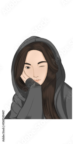 Hoodie gril With the blink of an eye 

