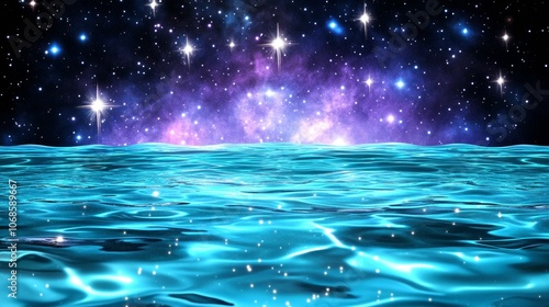 Night Sky Reflected in Tranquil Ocean Water