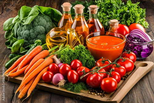 Photo Fresh Vegetables Tomato Carrot Broccoli Healthy Food