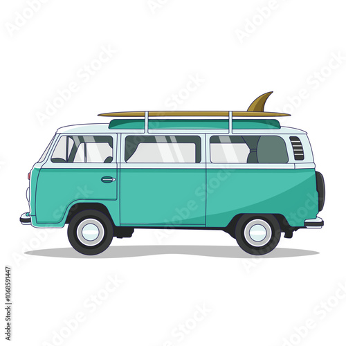 Old Camping Van Retro Illustration