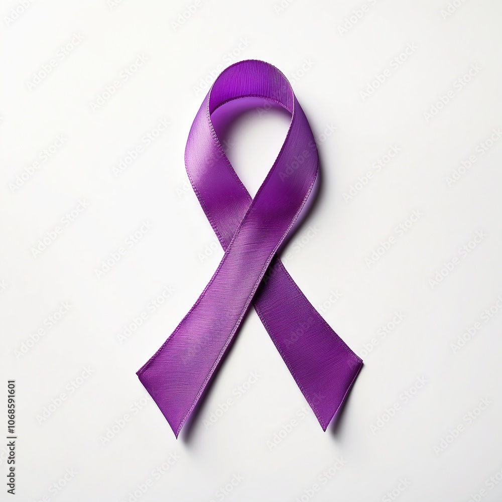 Purple awareness ribbon, symbol of support for causes isolated on white solid background Purple awareness ribbon, symbol of support for causes isolated on white solid background