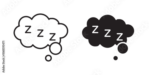 Zzz icon. thin stroke and solid.