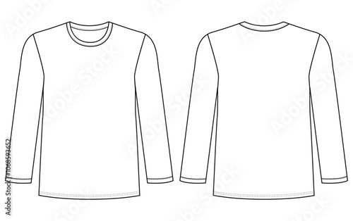 Long Sleeve T Shirt Images vector illustration template front and back