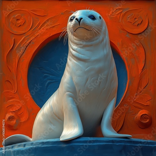 Vibrant Serenity in Abstract Seal Sculpture photo