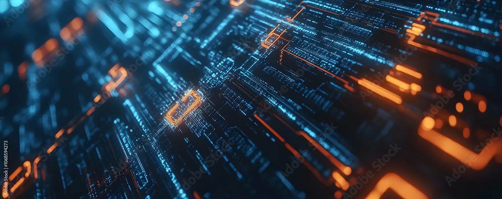 3D Abstract Background Data Stream Code Technology 3D Abstract Background Data Stream Code Technology