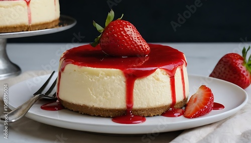 Delicious Cheesecake Topped with Vibrant Red Strawberries and berries