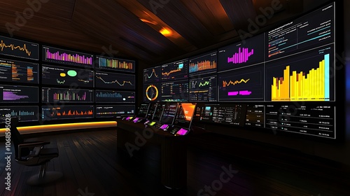 Wallpaper Mural A Room Filled With Monitors Displaying Financial Data Torontodigital.ca