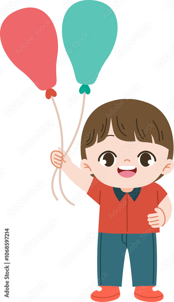 cute kid holding balloons