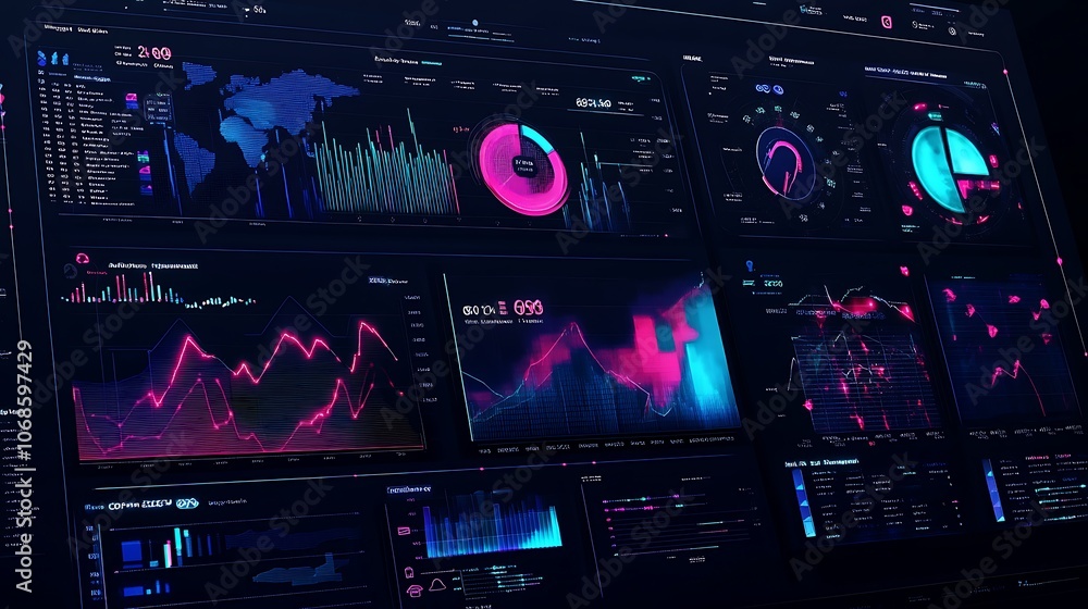 Futuristic Interface with Data Visualizations and Charts Futuristic Interface with Data Visualizations and Charts