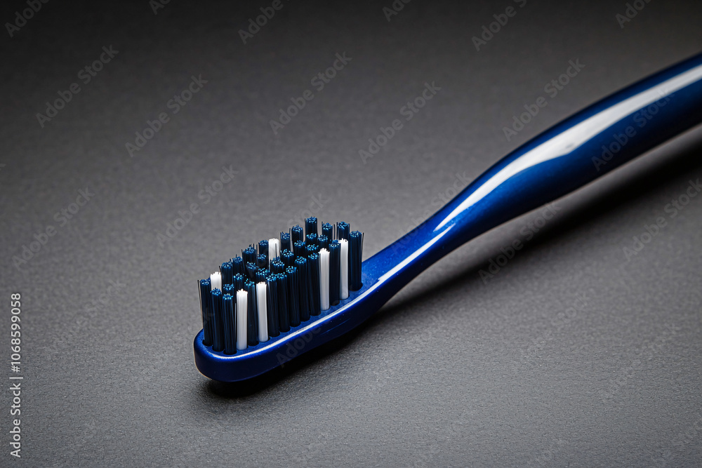 a premium blue toothbrush highlighting innovative bristle pattern, ergonomic handle texture a premium blue toothbrush highlighting innovative bristle pattern, ergonomic handle texture