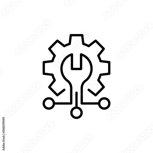 Automation repair outline icons, minimalist vector illustration ,simple transparent graphic element .Isolated on white background