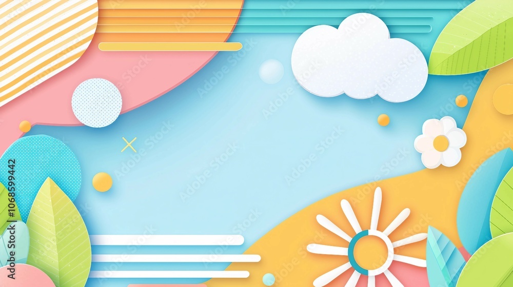 Colorful Abstract Design with Blue Sky and Clouds Colorful Abstract Design with Blue Sky and Clouds